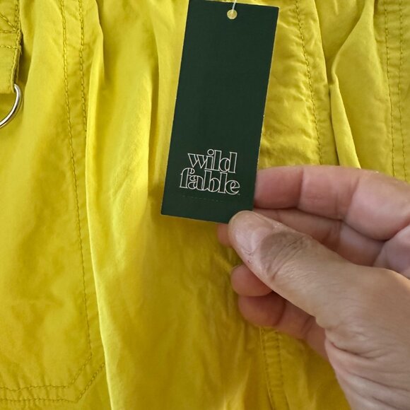 Wild Fable Yellow Cargo Pants L - Lightweight Cotton Material Elastic Waistband - Picture 7 of 11